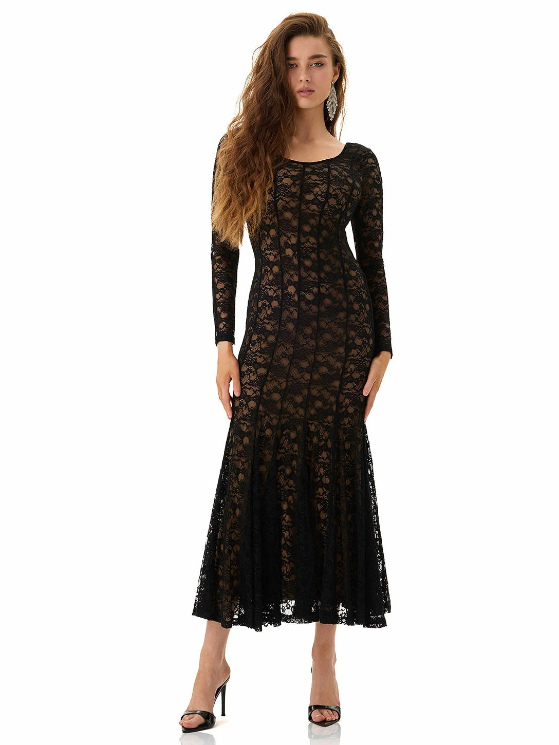 Midnight Lace Jacquard Maxi Dress