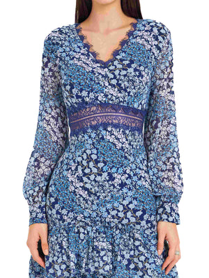 Watercolor Blooms Lace Dress