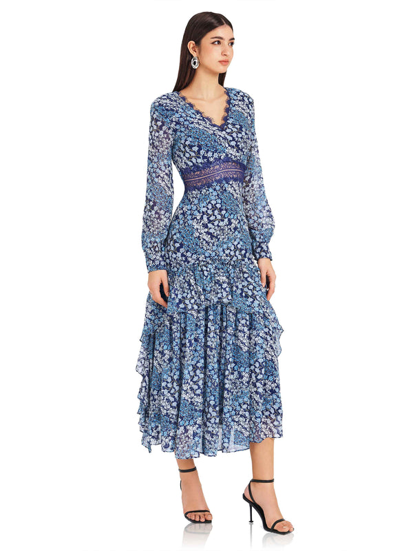 Watercolor Blooms Lace Dress