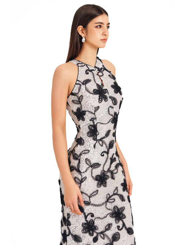 Moonlight Bloom Shadow Sequin Dress