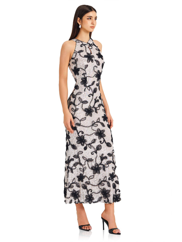Moonlight Bloom Shadow Sequin Dress