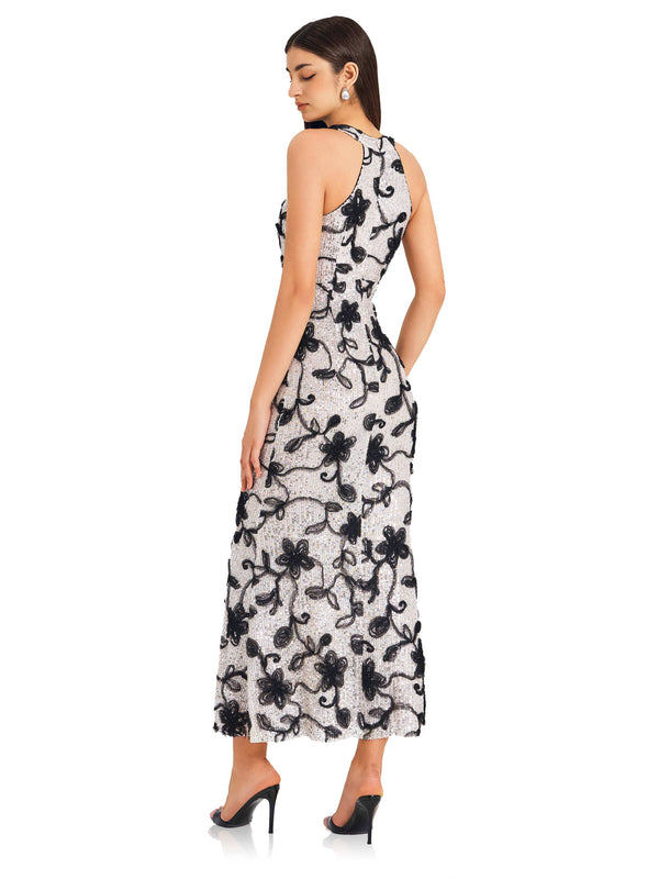 Moonlight Bloom Shadow Sequin Dress