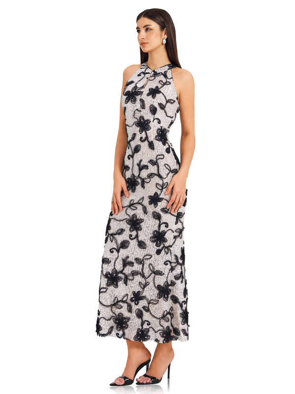 Moonlight Bloom Shadow Sequin Dress