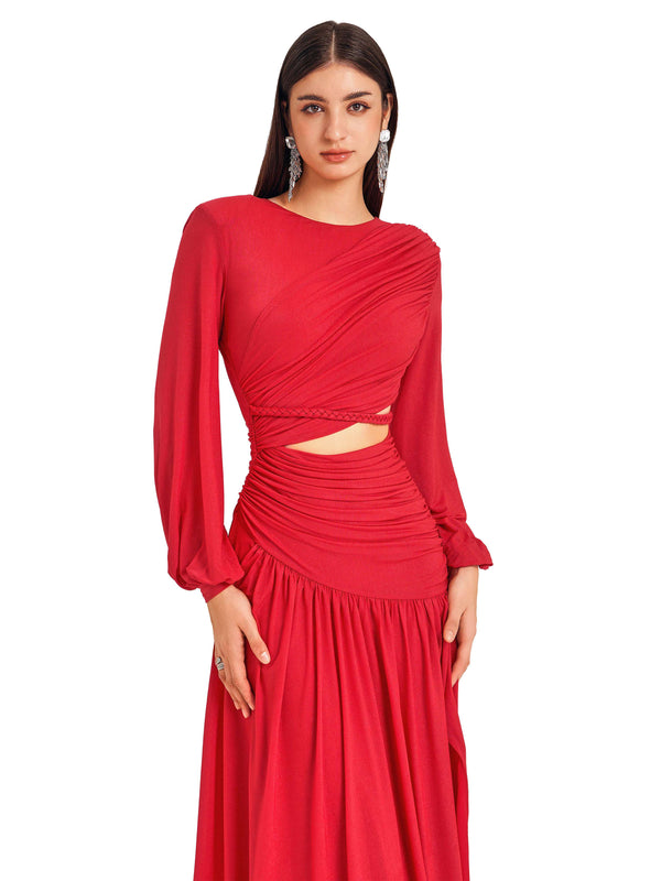 Red Cutout  Maxi Dress