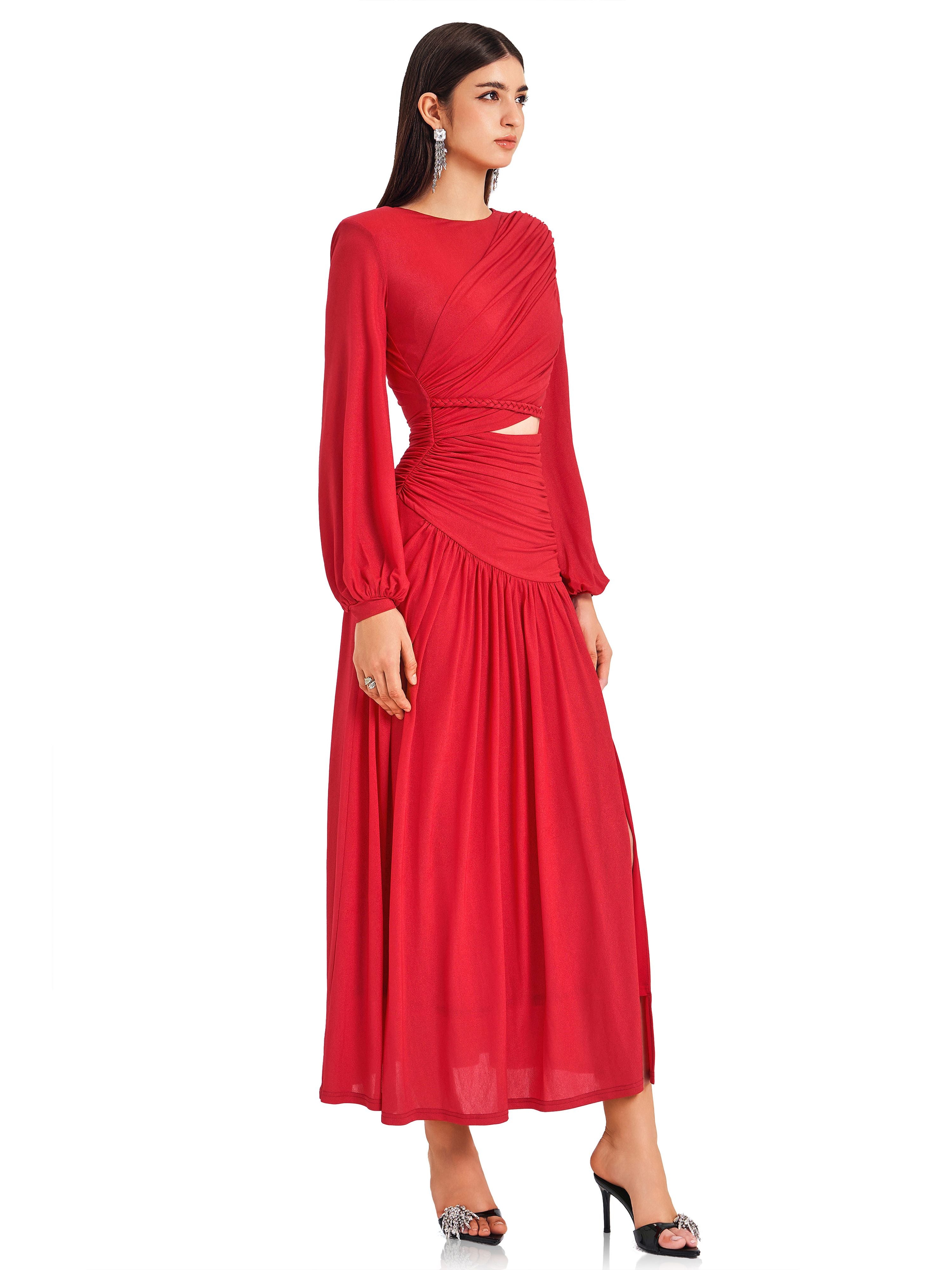 Red Knit Asymmetric Dress | Winter Party Ready Red Knit Asymmetric Dress | Winter Party Ready