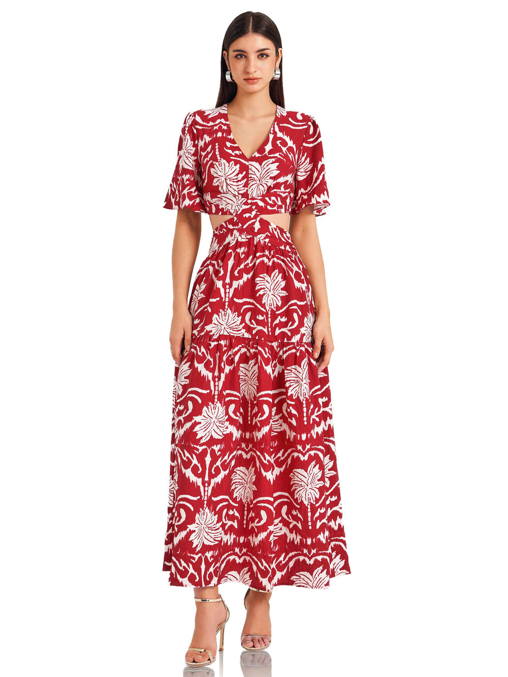 Red Print Cutout Dress