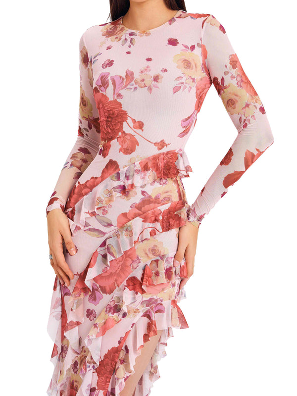 Soft Pink Floral Print Dress