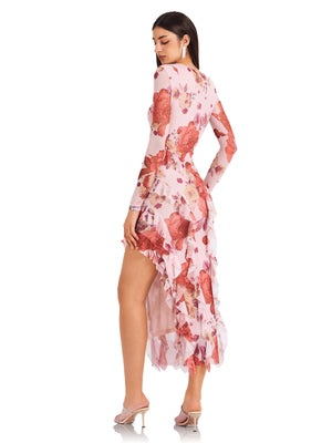 Soft Pink Floral Print Dress