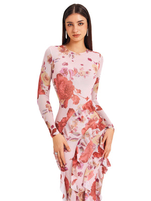 Soft Pink Floral Print Dress