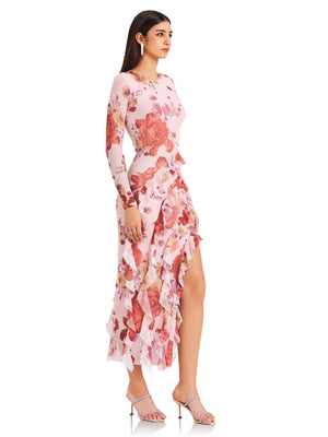 Soft Pink Floral Print Dress