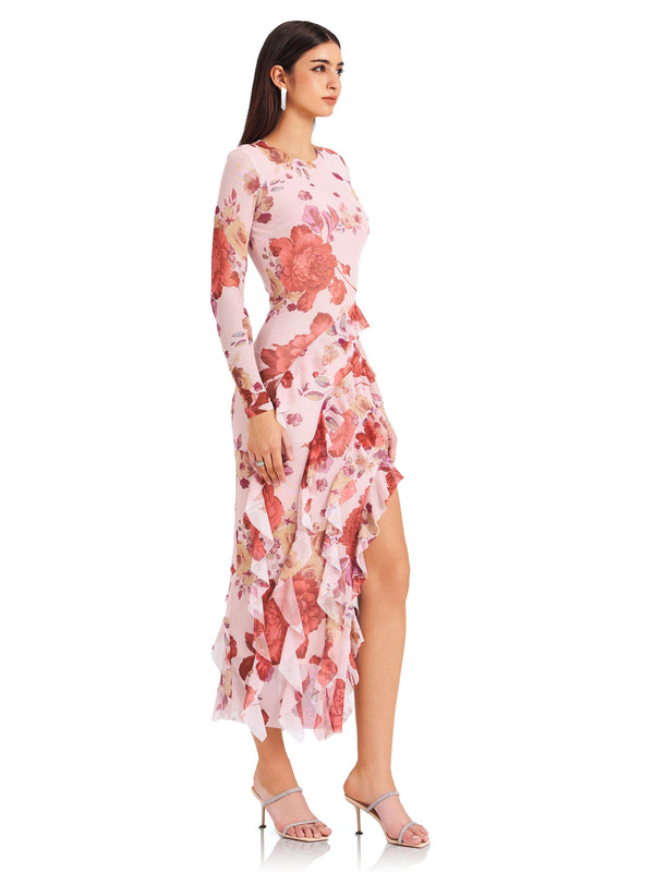 Soft Pink Floral Print Dress