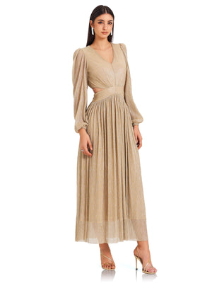 Champagne Ripple Pleated Dress