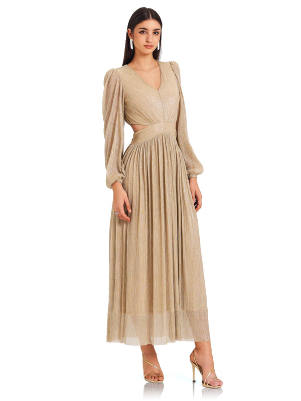 Champagne Ripple Pleated Dress