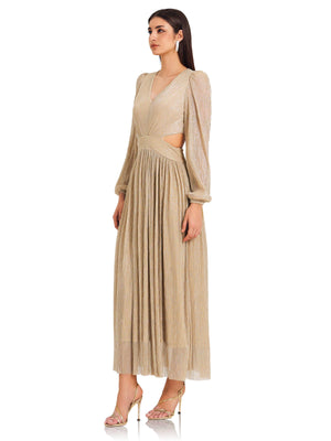 Champagne Ripple Pleated Dress