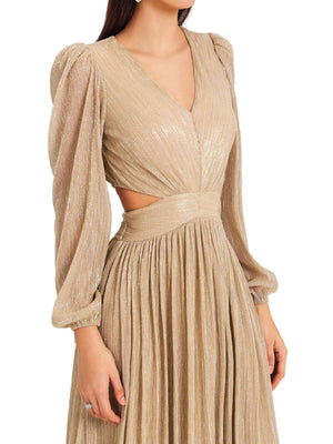 Champagne Ripple Pleated Dress