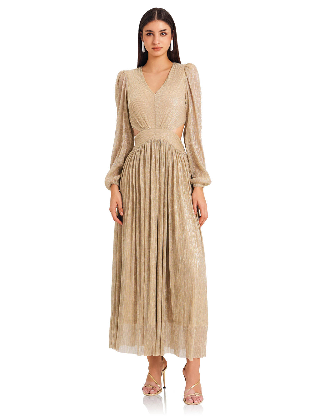 Champagne Ripple Pleated Dress