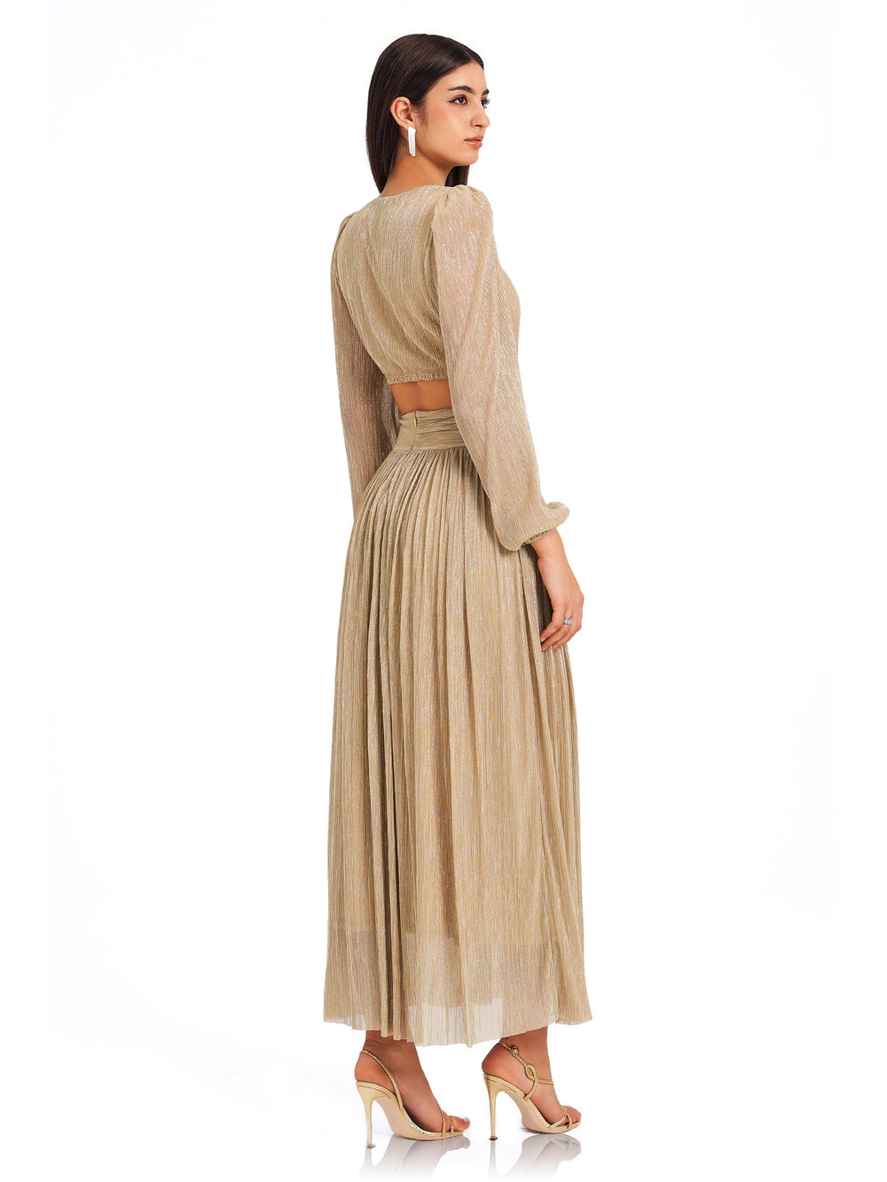 Champagne Ripple Pleated Dress