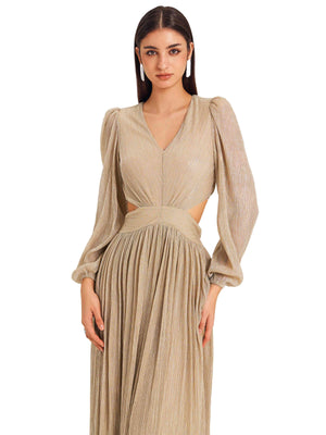 Champagne Ripple Pleated Dress