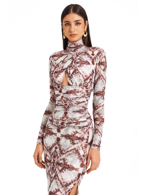 Camel Geometric Print Dress