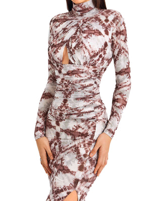 Camel Geometric Print Dress