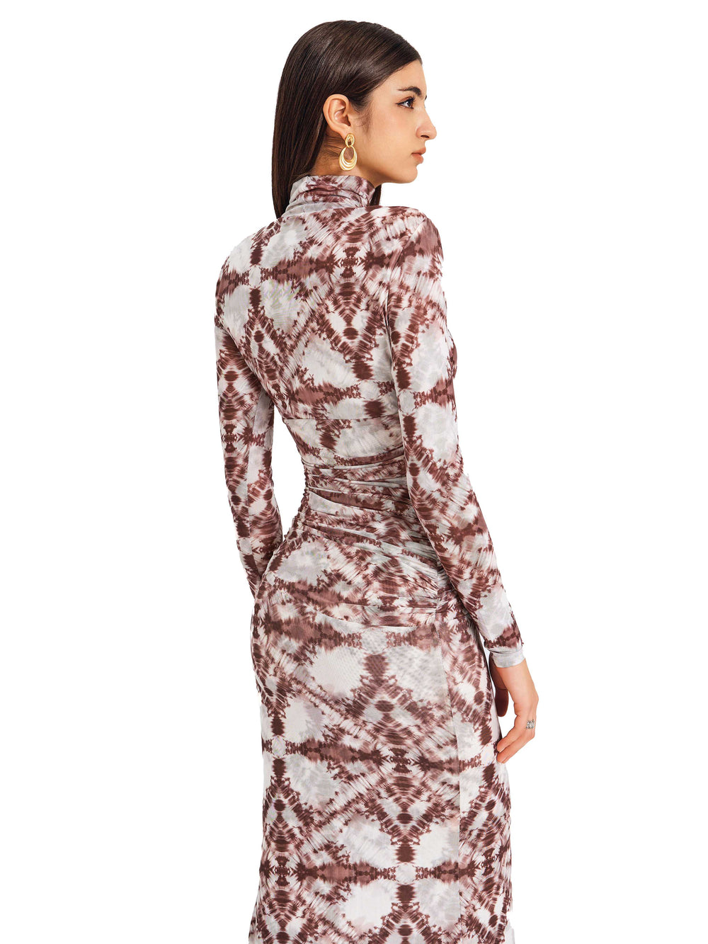 Camel Geometric Print Dress
