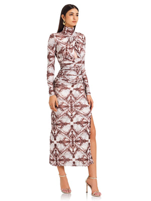 Camel Geometric Print Dress