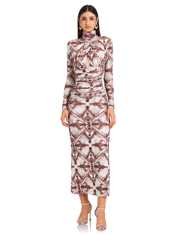 Camel Geometric Print Dress