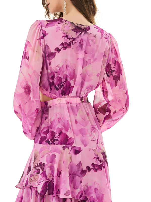 Fuchsia Floral Tiered Dress