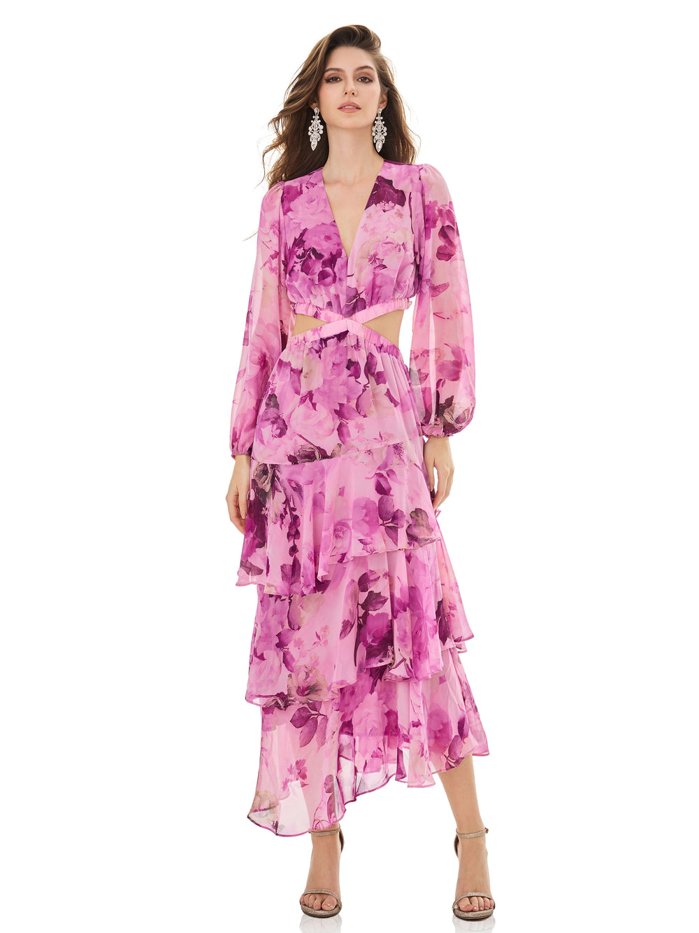 Fuchsia Floral Tiered Dress