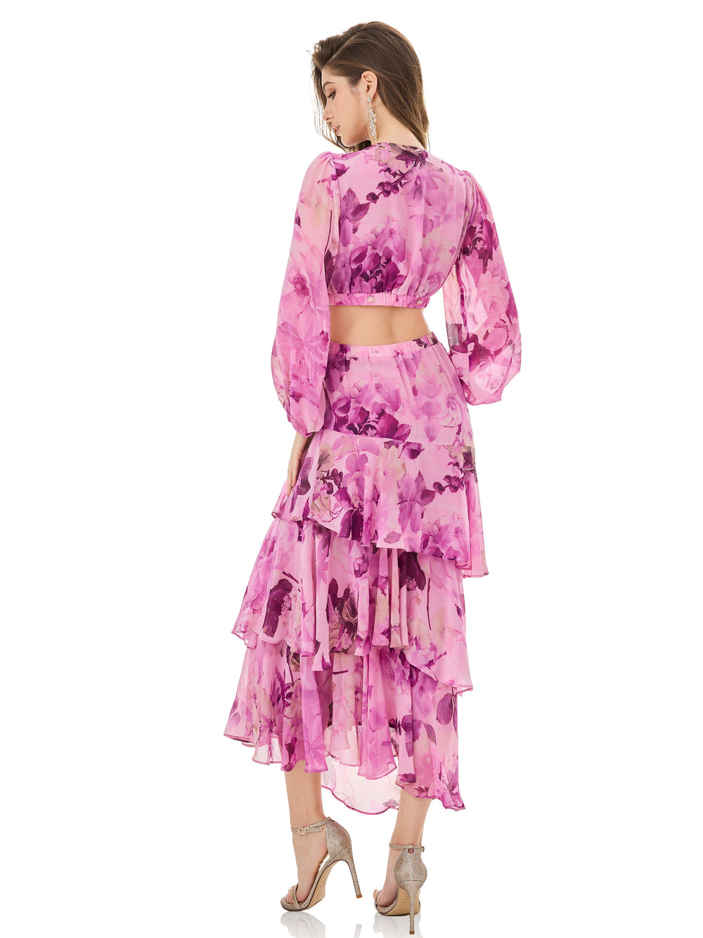Fuchsia Floral Tiered Dress