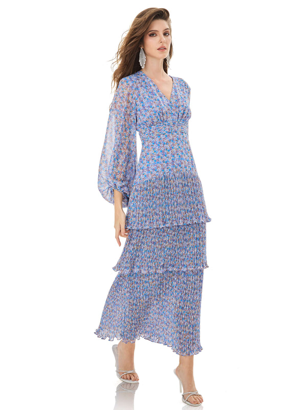 Water Lily Blue Ruffle Dress