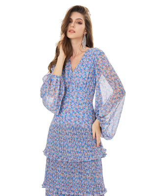 Water Lily Blue Ruffle Dress
