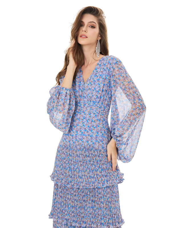 Water Lily Blue Ruffle Dress