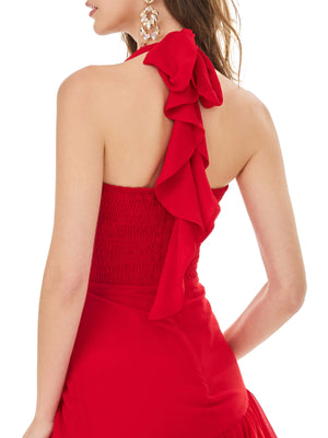 Passionate Crimson Tiered Dress
