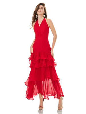 Passionate Crimson Tiered Dress