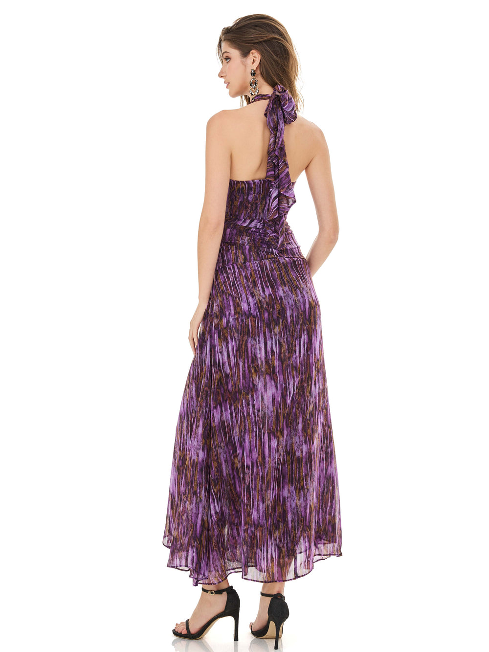 Purple Abstract Halter Dress