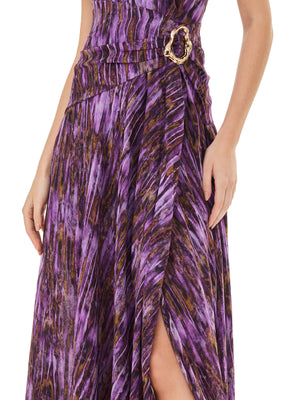 Purple Abstract Halter Dress
