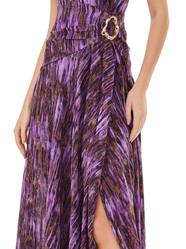 Purple Abstract Halter Dress