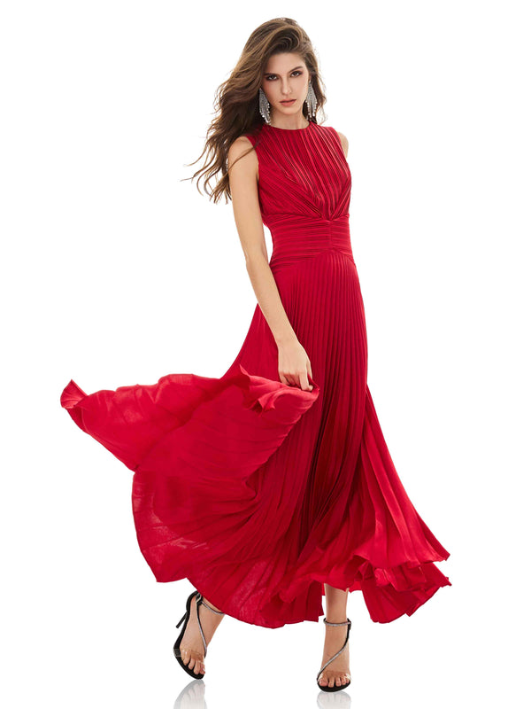 Vermilion Pleated Gown