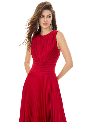 Vermilion Pleated Gown