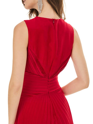 Vermilion Pleated Gown
