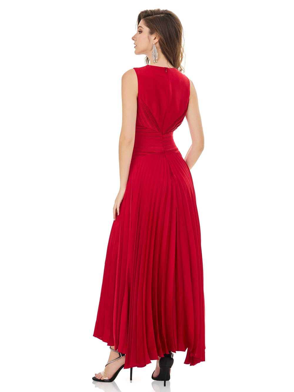Vermilion Pleated Gown
