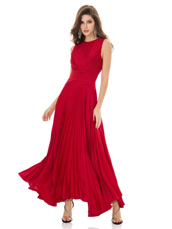Vermilion Pleated Gown