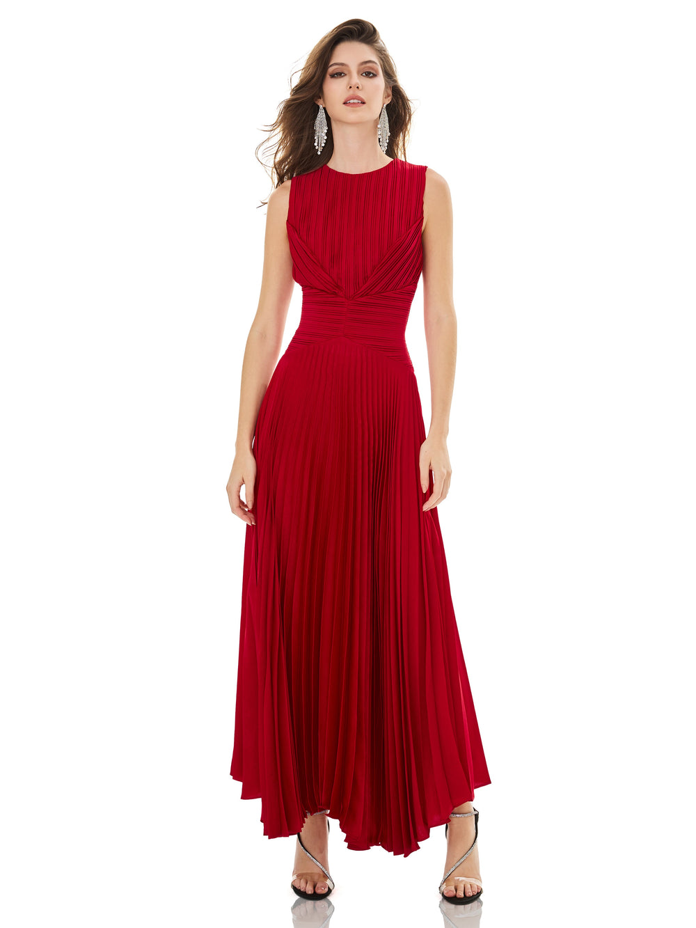 Vermilion Pleated Gown