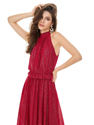 Crimson Flame Embroidered Dress