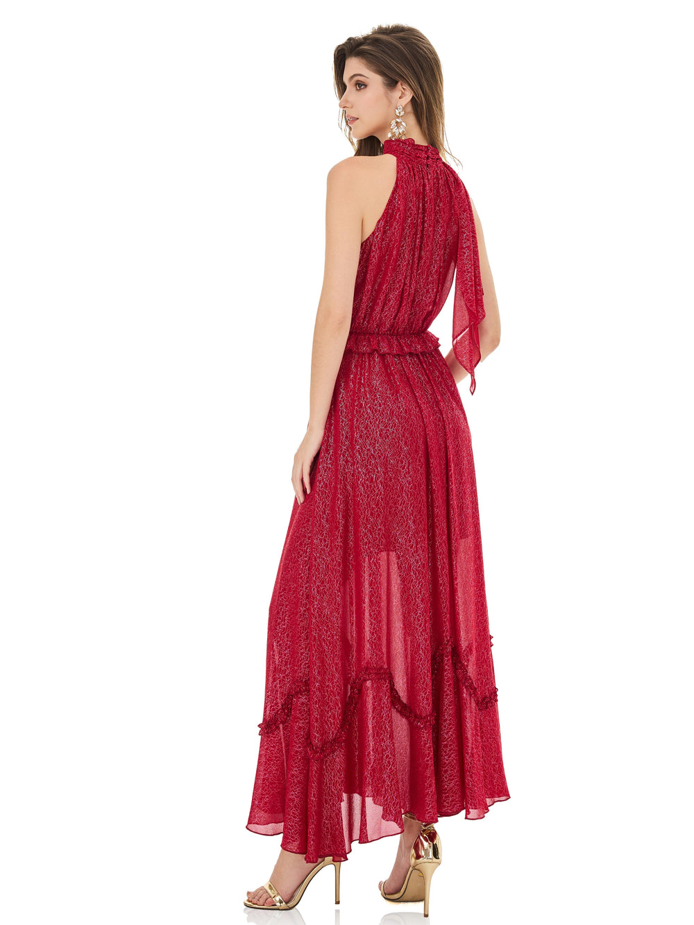 Crimson Flame Embroidered Dress