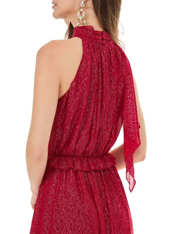 Crimson Flame Embroidered Dress