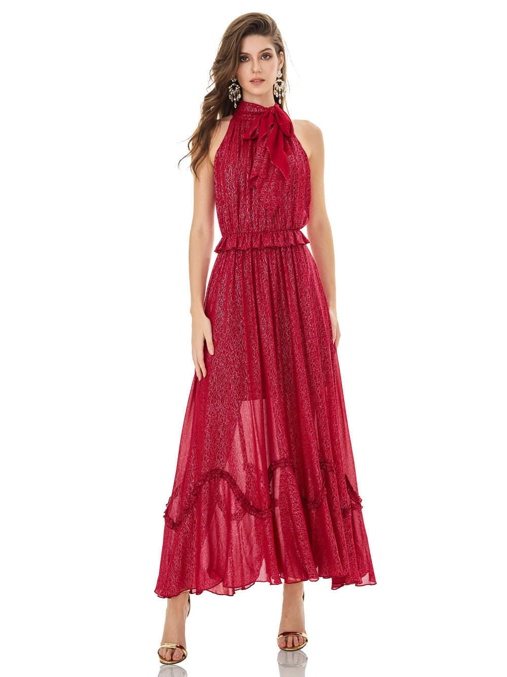 Crimson Flame Embroidered Dress