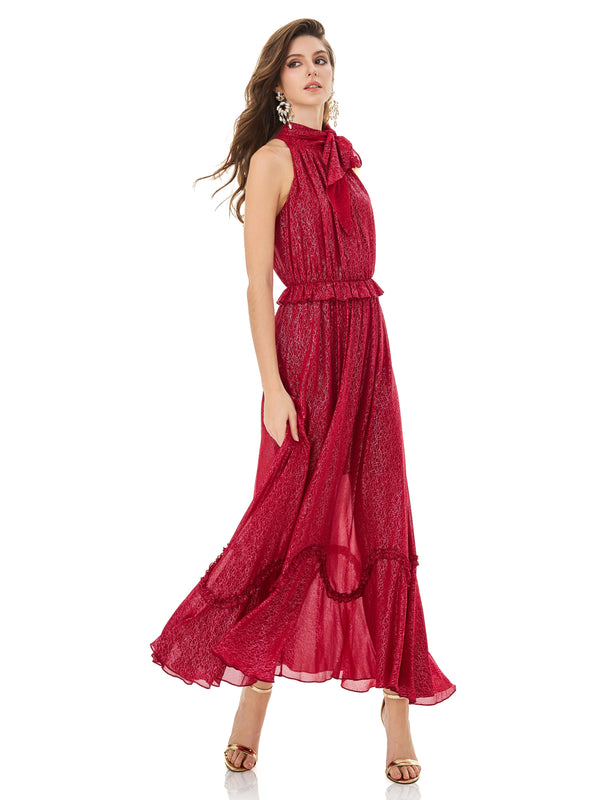 Crimson Flame Embroidered Dress