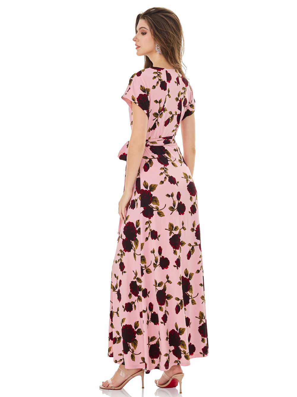 Dawn Pink Rose Print Wrap Dress